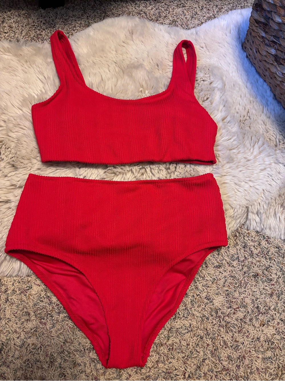 NEW Old Navy Red Ribbed Two-Piece Bikini Set